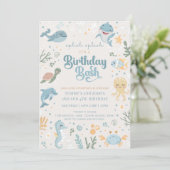 Ocean Animal Birthday Invitations. Joint Birthday  Kaart (Staand voorkant)