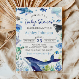 Ocean Animal Boy Baby shower Uitnodiging