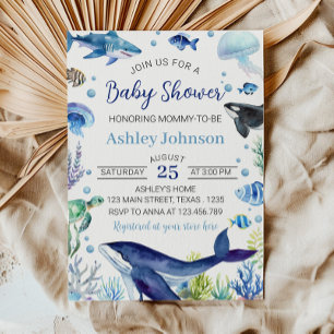 Ocean Animal Boy Baby shower Uitnodiging