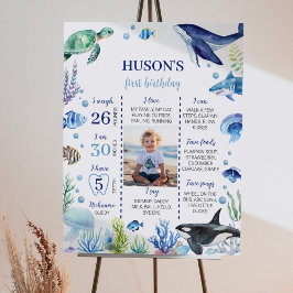 Ocean Animal Boy Kind Verjaardag Mijlpaal teken Poster