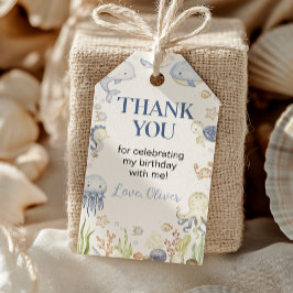 Ocean Animal Boy onder het Zee Verjaardag Dank u Cadeaulabel