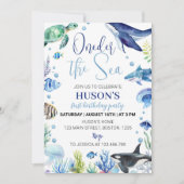 Ocean Animal Boy Turtle Verjaardag uitnodiging (Voorkant)