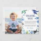 Ocean Animal Boy Verjaardag Foto Dank je kaart (Voorkant)