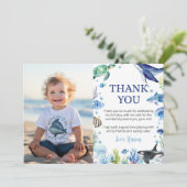 Ocean Animal Boy Verjaardag Foto Dank je kaart (Staand voorkant)