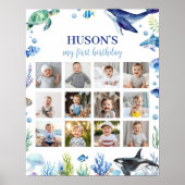 Ocean Animal Boy Verjaardag Foto Mijlpaal teken Poster (Voorkant)