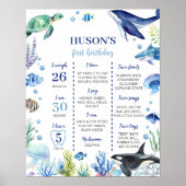 Ocean Animal Boy Verjaardag Mijlpaal teken Poster (Voorkant)