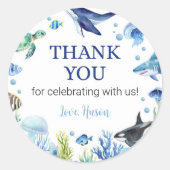 Ocean Animal Boy Verjaardag Sticker Labels Party (Voorkant)