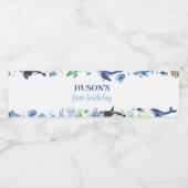 Ocean Animal Boy Verjaardag Waterfles Label Etiket (Enkel label)