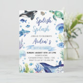 Ocean Animal Boy Verjaardagsuitnodiging onder het  Kaart