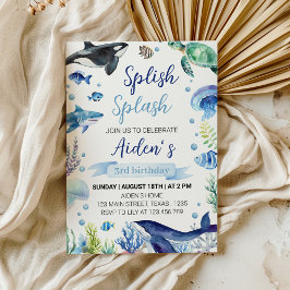 Ocean Animal Boy Verjaardagsuitnodiging onder het  Kaart