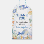 Ocean Animal Boys onder het Zee Verjaardag Bedankt Cadeaulabel (Voorkant)