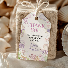 Ocean Animal Girl onder het Zee Verjaardag Dank u Cadeaulabel