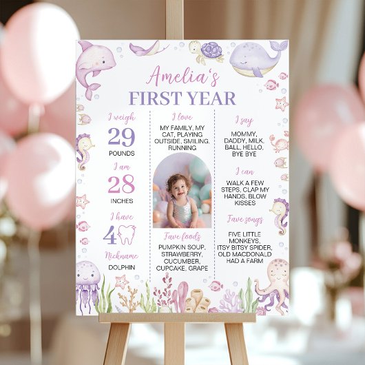 Ocean Animal Girl onder het Zee Verjaardag Mijlpaa Poster