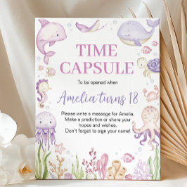 Ocean Animal Girl Verjaardag Time Capsule Sign Poster