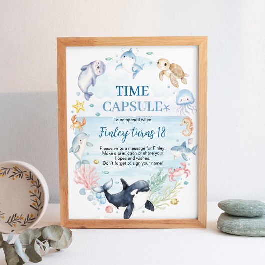 Ocean Animal Kids Verjaardag Time Capsule Poster