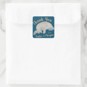 Ocean Animal Manatee Baby shower Dank u Vierkante Sticker (Tas)