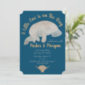 Ocean Animal Manatee Baby shower Kaart (Staand voorkant)