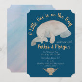 Ocean Animal Manatee Baby shower Kaart (Voorkant / Achterkant)