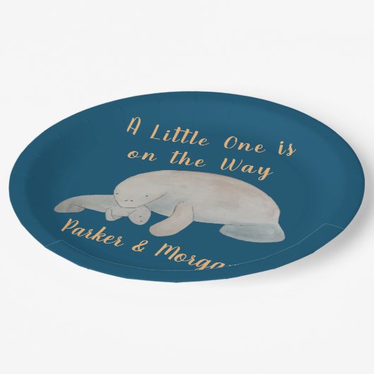 Ocean Animal Manatee Baby shower Papieren Bordje (Gekanteld)