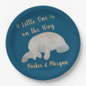 Ocean Animal Manatee Baby shower Papieren Bordje (Voorkant)
