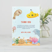Ocean Animal Nautical Marine Baby shower Bedankkaart (Staand voorkant)
