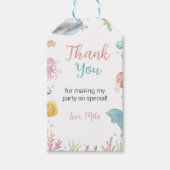 Ocean Animal Pastel Meisje Verjaardag Dank u Label Cadeaulabel (Voorkant)