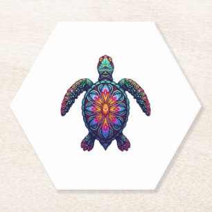 Ocean Animal Tie Dye Tribal Zee Animal Maori Turtl Kartonnen Onderzetters