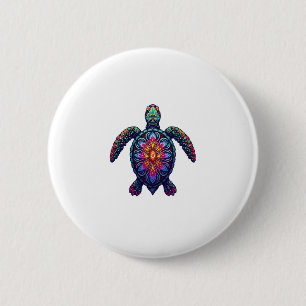 Ocean Animal Tie Dye Tribal Zee Animal Maori Turtl Ronde Button 5,7 Cm