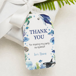 Ocean Animal Turtle verjaardagsthema dank u Label Cadeaulabel