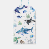 Ocean Animal Turtle verjaardagsthema dank u Label Cadeaulabel (Achterkant)