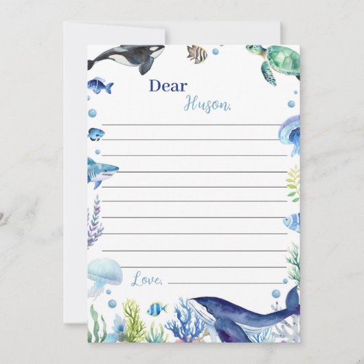 Ocean Animal Verjaardag Tijdcapsule Bericht Kaart (Voorkant)