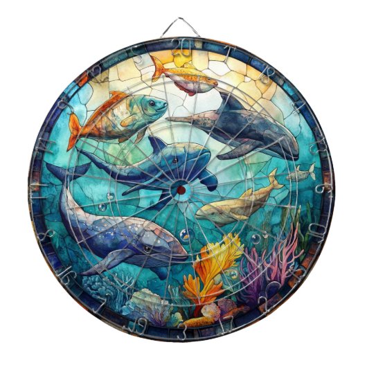 Ocean Animals Art Dartboard Dartbord (Voorkant)