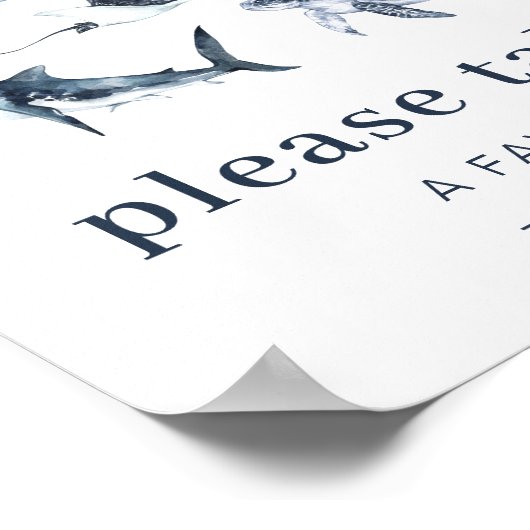 Ocean Animals Birthday Favor Sign Poster (Hoek)