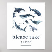 Ocean Animals Birthday Favor Sign Poster (Voorkant)