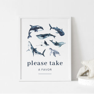 Ocean Animals Birthday Favor Sign Poster