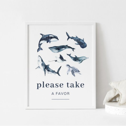 Ocean Animals Birthday Favor Sign Poster