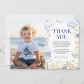 Ocean Animals Blue onder het Zee Verjaardagsfoto Bedankkaart (Voorkant)