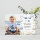 Ocean Animals Blue onder het Zee Verjaardagsfoto Bedankkaart (Staand voorkant)