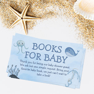 Ocean Animals Boeken voor Baby shower Coastal Blue Informatiekaartje