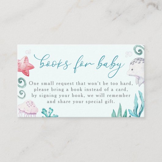 Ocean Animals Boy Baby shower boeken voor Baby Informatiekaartje (Voorkant)