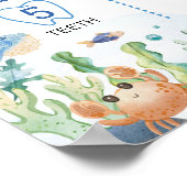 Ocean Animals Boy onder het Zee Verjaardag Mijlpaa Poster (Hoek)