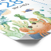 Ocean Animals Boy onder het Zee Verjaardag Mijlpaa Poster (Hoek)