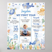 Ocean Animals Boy onder het Zee Verjaardag Mijlpaa Poster (Voorkant)