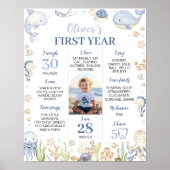 Ocean Animals Boy onder het Zee Verjaardag Mijlpaa Poster (Voorkant)