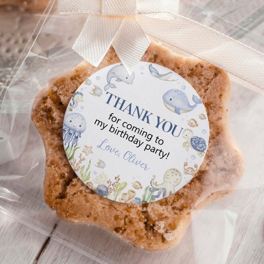 Ocean Animals Boy onder het Zee Verjaardag Ronde Sticker