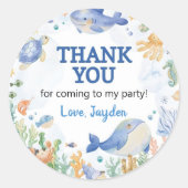 Ocean Animals Boy onder het Zee Verjaardag Ronde Sticker (Voorkant)