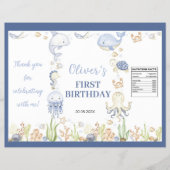 Ocean Animals Boy Verjaardag Chip Bag Wrapper Flyer (Voorkant)