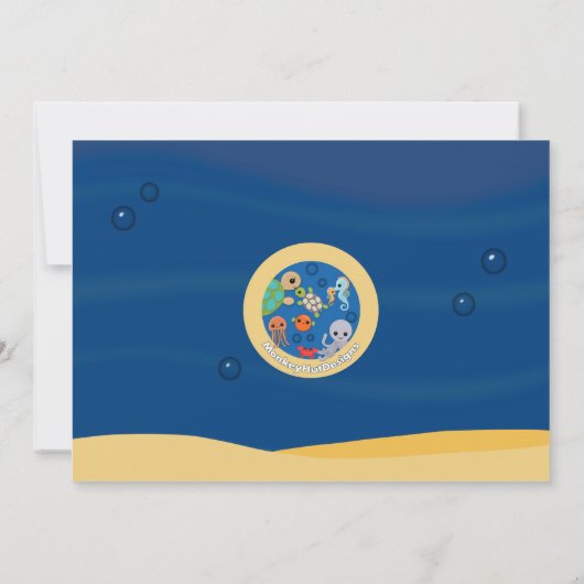 Ocean Animals Bubbles Baby Shower Invitaties Kaart (Achterkant)
