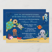 Ocean Animals Bubbles Baby Shower Invitaties Kaart (Voorkant / Achterkant)
