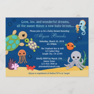 Ocean Animals Bubbles Baby Shower Invitaties Kaart